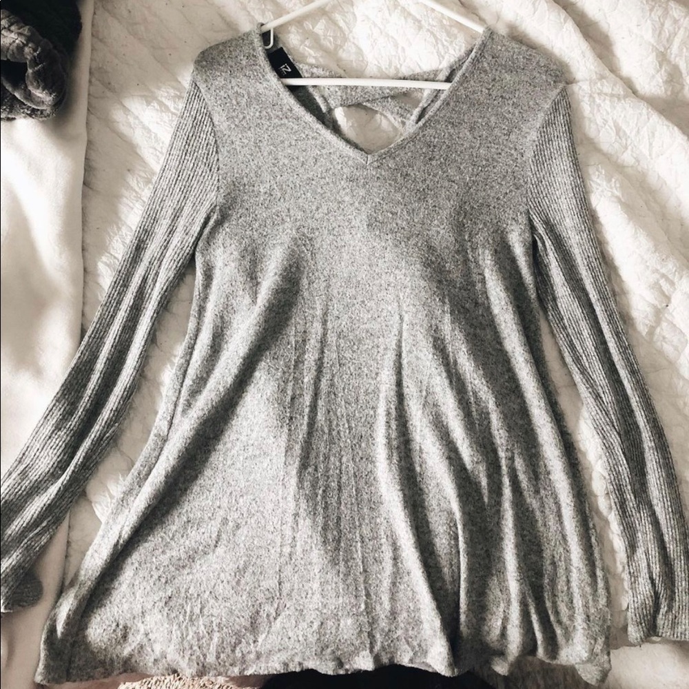 Cozy sweater with detailed back!